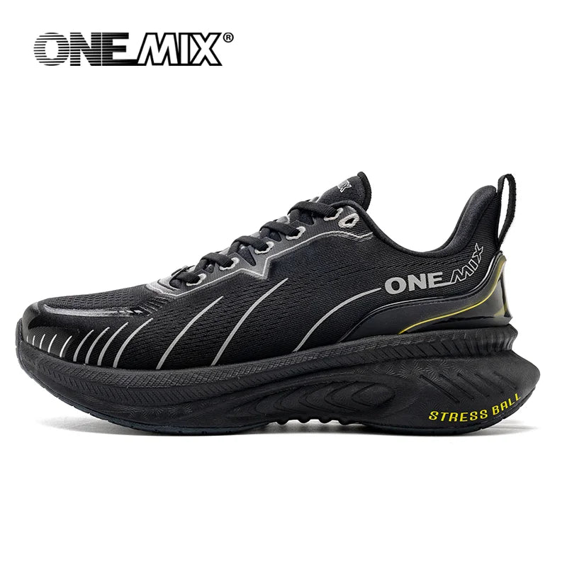 ONEMIX New Cushioning Running Shoes For Men Suitable for Heavy Runners Lace-Up Sports Women Non-slip Outdoor Athletic Male Sneakers