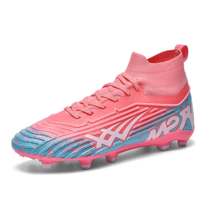 Chaussures de football pour hommes et femmes, chaussures de sport à crampons longs, idéales pour les étudiants, les matchs et l'entraînement.