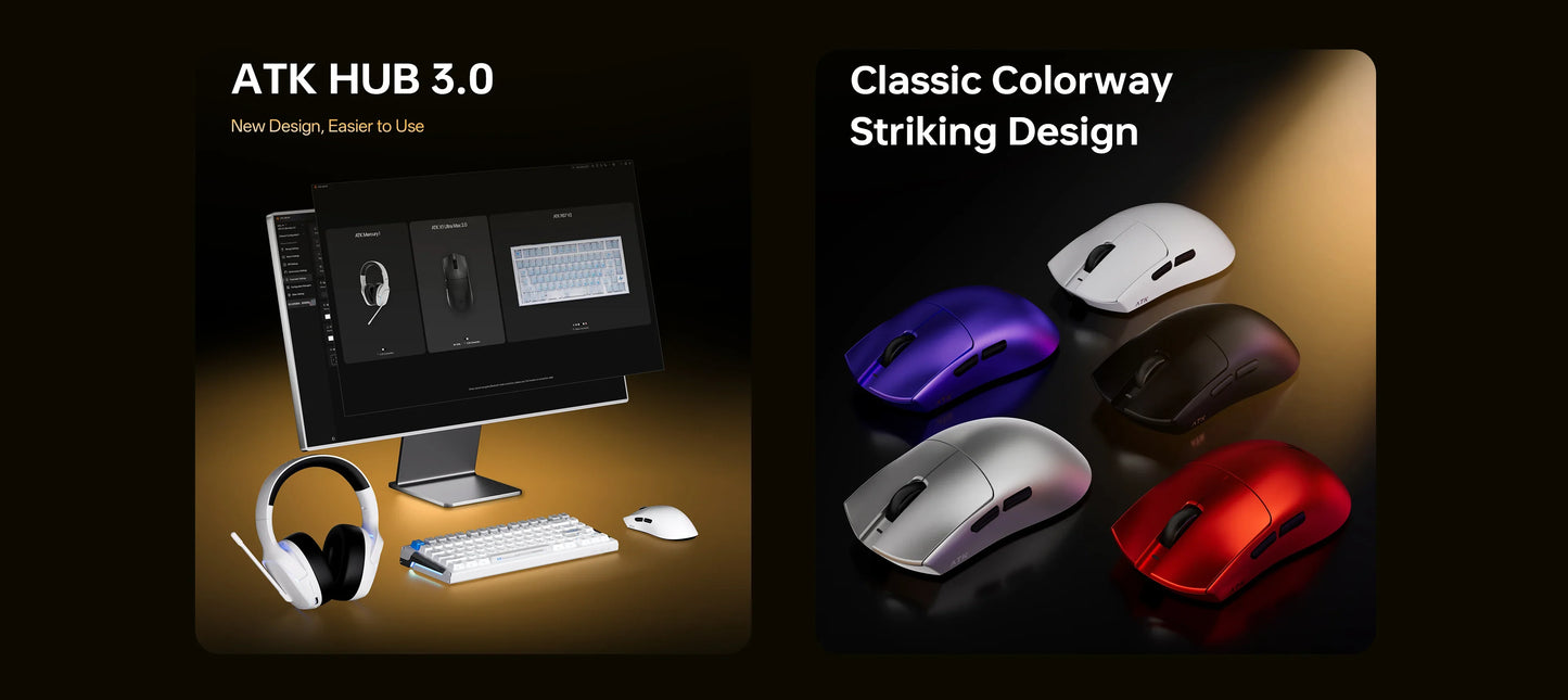 Ratón inalámbrico ATK Blazing Sky X1 V2 Ultimate de doble modo, ultraligero, PAW3950 Ultra, doble 8K HZ, baja latencia y ergonomía personalizada