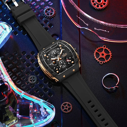Reloj LIGE para hombre, de moda y lujo, resistente al agua, correa de silicona, cuarzo, luminoso, deportivo, fecha automática, cronógrafo, diseño sencillo