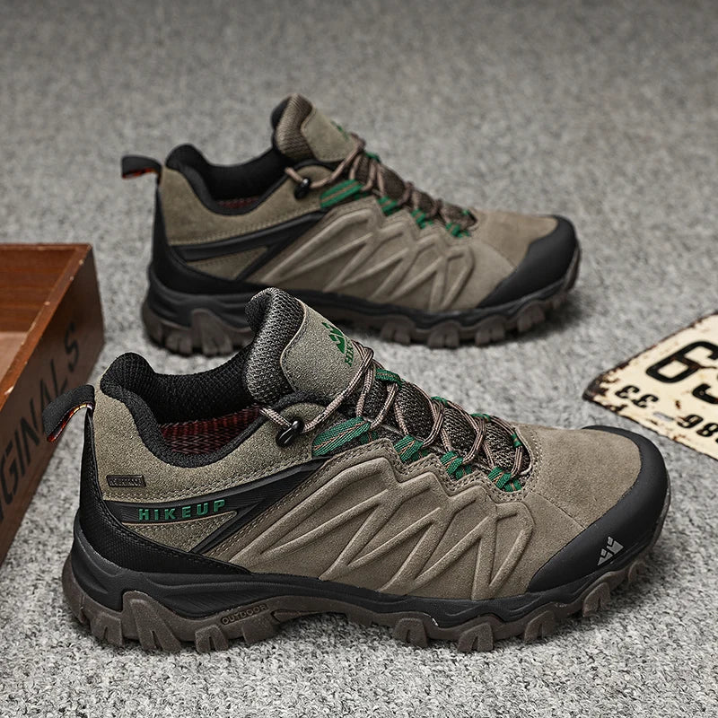 HIKEUP Scarpe da trekking in pelle di alta qualità, resistenti, da outdoor sportivo, da uomo, con lacci, per escursionismo, arrampicata e caccia