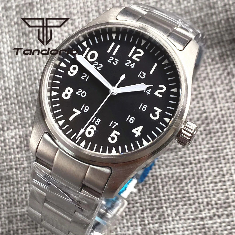 Tandorio 39mm Diving Pilot Automatic Watch for Men NH35/PT5000/Miyota8215 Movement AR Sapphire Crystal 20BAR Waterproof Luminous