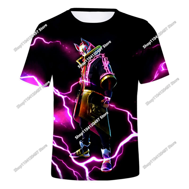 Camiseta 3D Battle Royale Fortnite, camisetas para hombres y mujeres, niños y niñas, tops de dibujos animados Victory, ropa para adolescentes, camisetas y tops infantiles de héroes de videojuegos