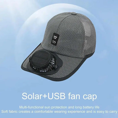 Breathable Sun Hat — Solar Fan, USB Charging