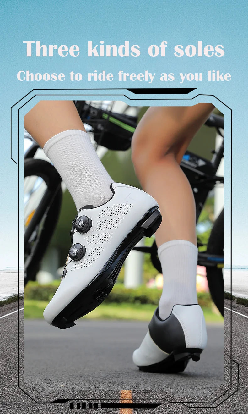 Zapatillas de ciclismo ultraligeras, transpirables y ligeras, con suelas rígidas compatibles con SPD para entrenamiento y competición en bicicleta de carretera y montaña