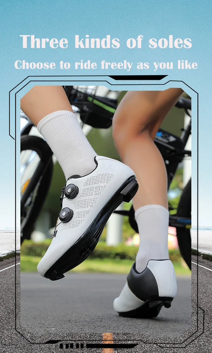 Zapatillas de ciclismo ultraligeras, transpirables y ligeras, con suelas rígidas compatibles con SPD para entrenamiento y competición en bicicleta de carretera y montaña