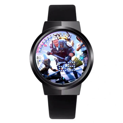 Reloj Fortnite de moda cute, cartoon y kawaii personalizado con luz nocturna LED táctil, reloj electrónico para estudiantes, regalo para amigos
