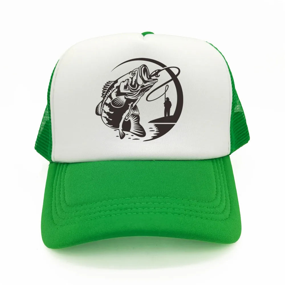 Fishing Skeleton Trucker Cap Summer Men Cool Fisherman Fishing Hat Baseball Cap Unisex Outdoor Mesh Net Caps MZ-238
