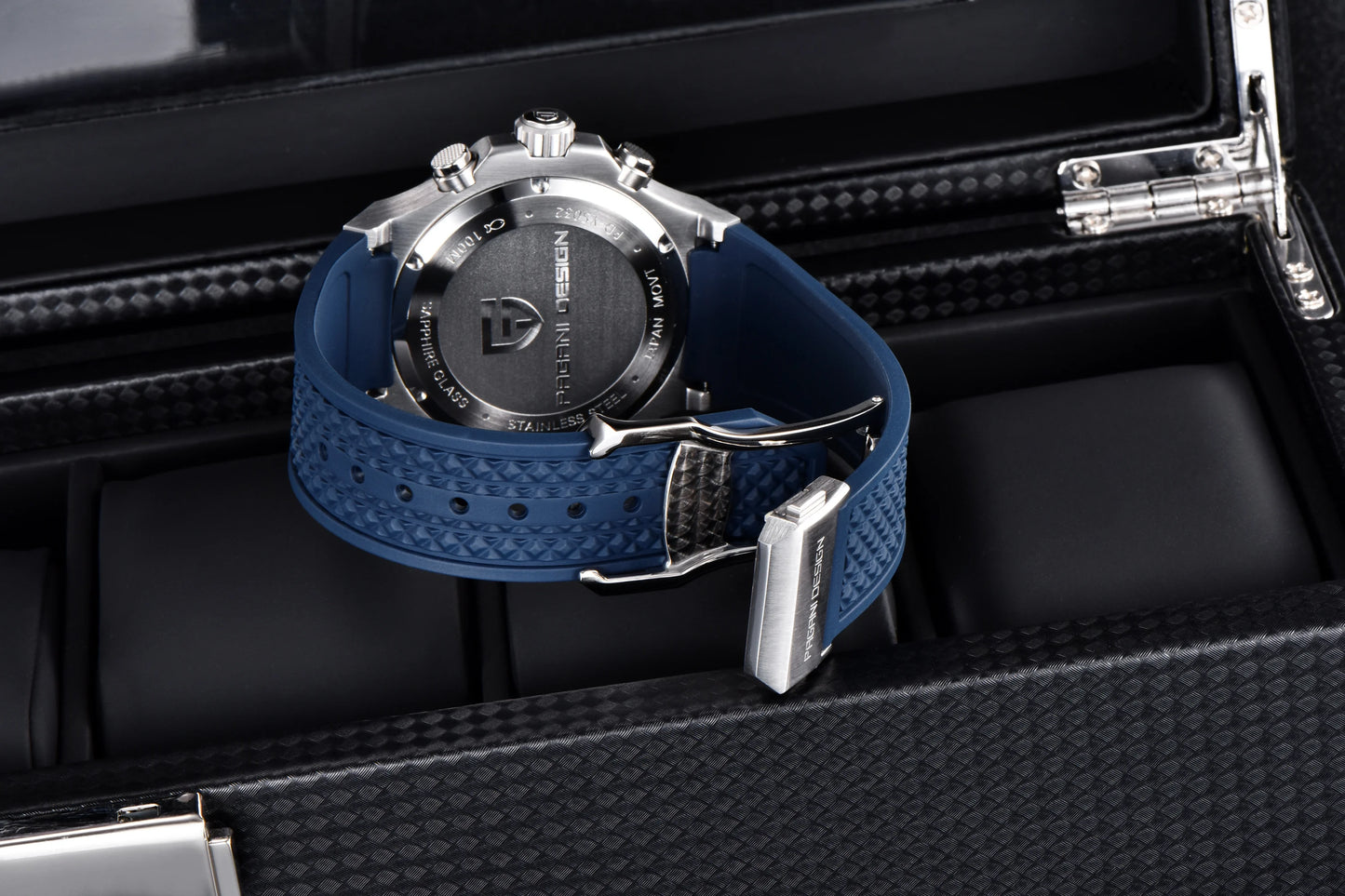 PAGANI DESIGN Men's Watches Luxury Rose Gold Sport Chronograph Japan VK64 Quartz Watch For Men Fluororubber Strap Wristwatch Men