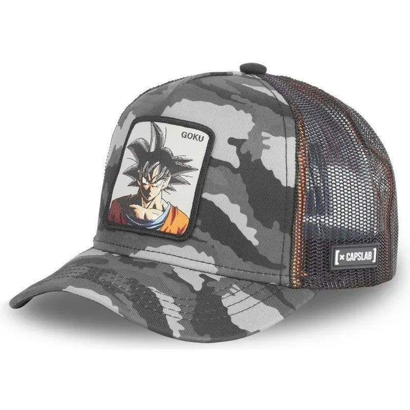 Dragon Ball Buu Goku-kasket – sommerrejse-kasket med skygge til mænd, broderet, hiphop-stil, solskærm, justerbar trucker-meshkasket