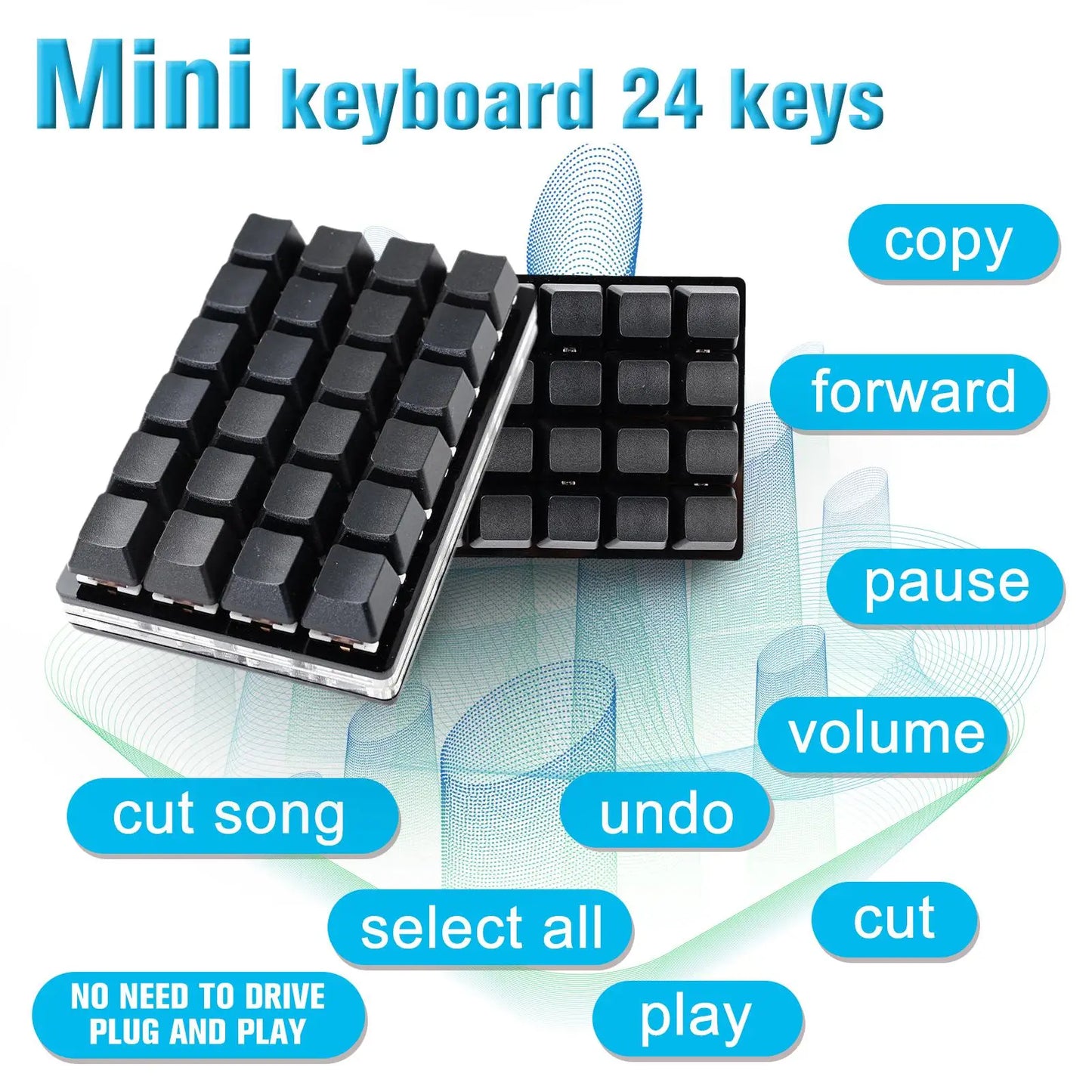 Mini USB Custom Mechanical Keyboard 24 Keys Black/White Gaming Keyboard Sayo Device Shortcut Programmable Keypad Keys Macro