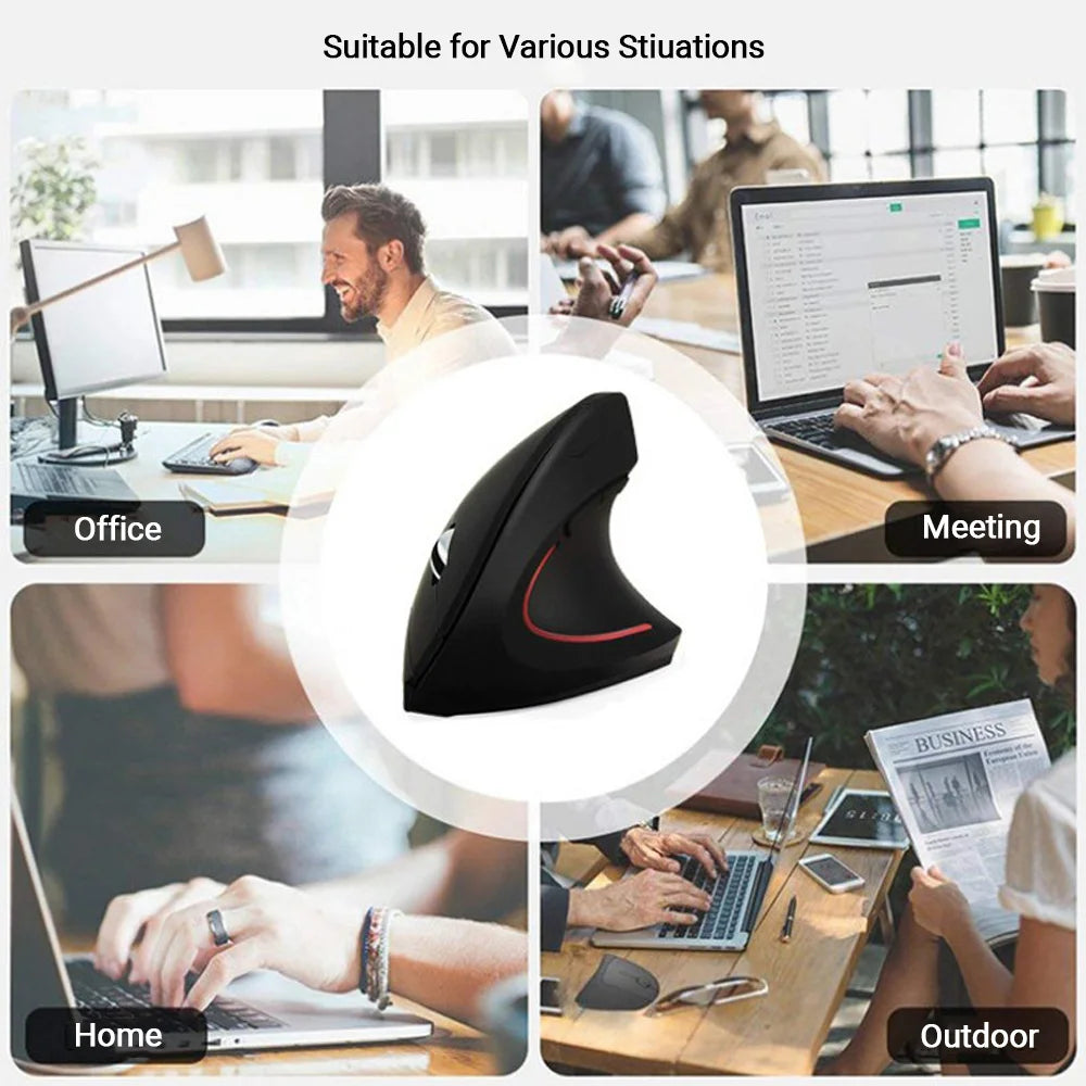 Nuevo ratón vertical inalámbrico 2.4GHz con DPI ajustable, óptico, ergonómico para la muñeca, con retroiluminación gaming, para portátil, tablet, Mac e iPad