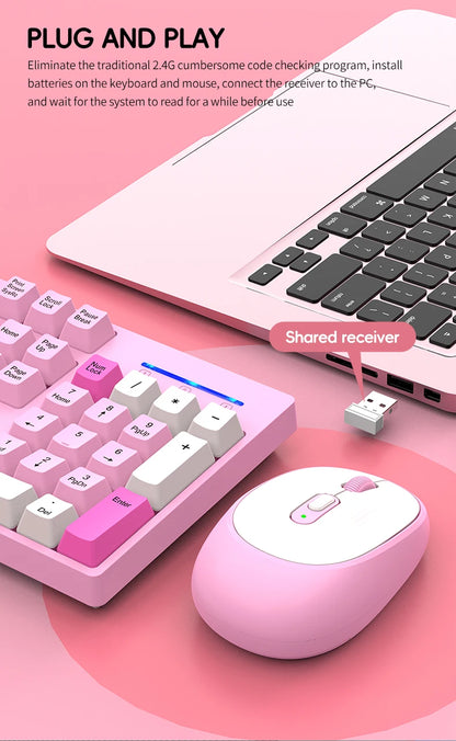 Set tastiera e mouse wireless NexusClick per gaming e ufficio, risparmio energetico intelligente, formato completo 104 tasti, 1600DPI regolabili, USB per laptop e PC