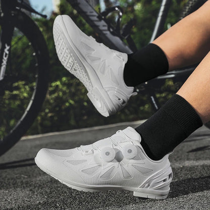 Zapatillas de ciclismo de montaña para hombre sin cierre, sin calas, para bicicleta de carretera RB Speed; zapatillas de ciclismo sin calas, tipo sneaker, para pedales planos MTB, mujer