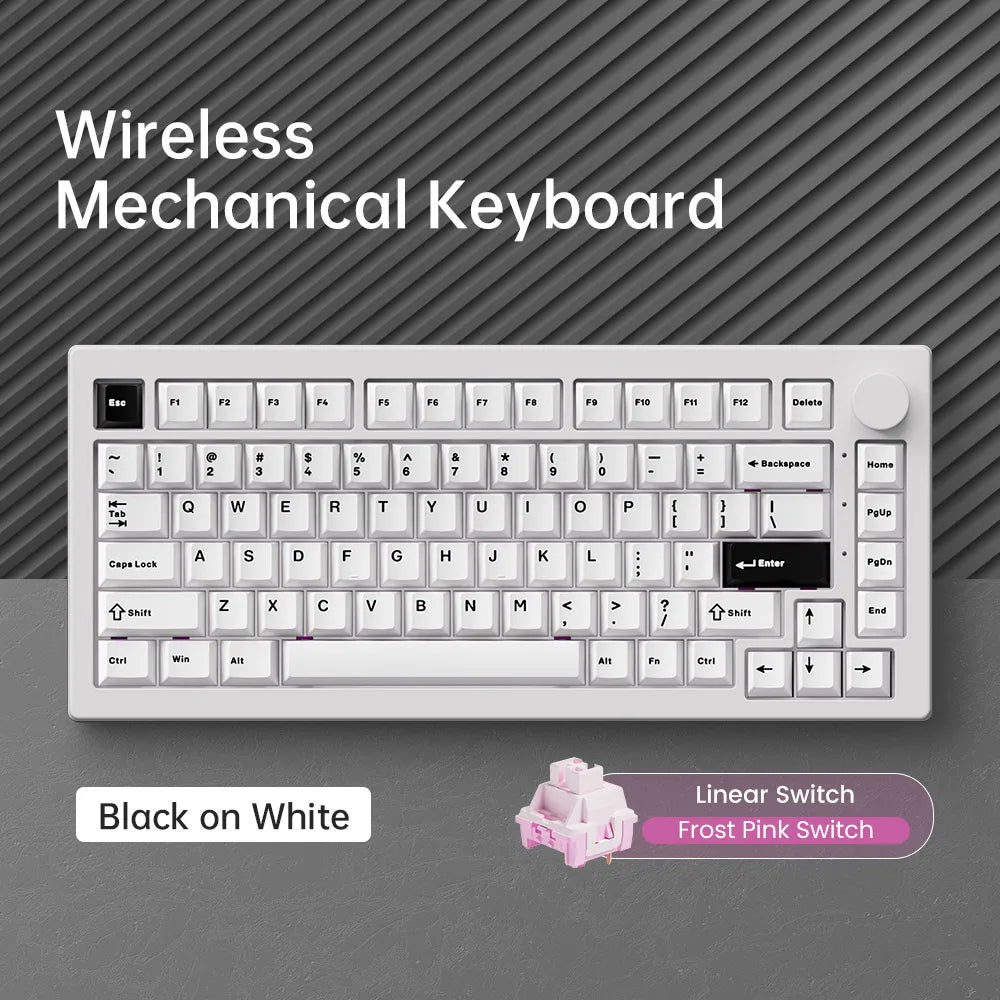 Teclado Akko 5075 V3 75% ANSI-US con rueda de volumen, hot-swappable, RGB, USB Type-C/2.4g y BT5.0, trimodo, teclado mecánico gaming personalizado