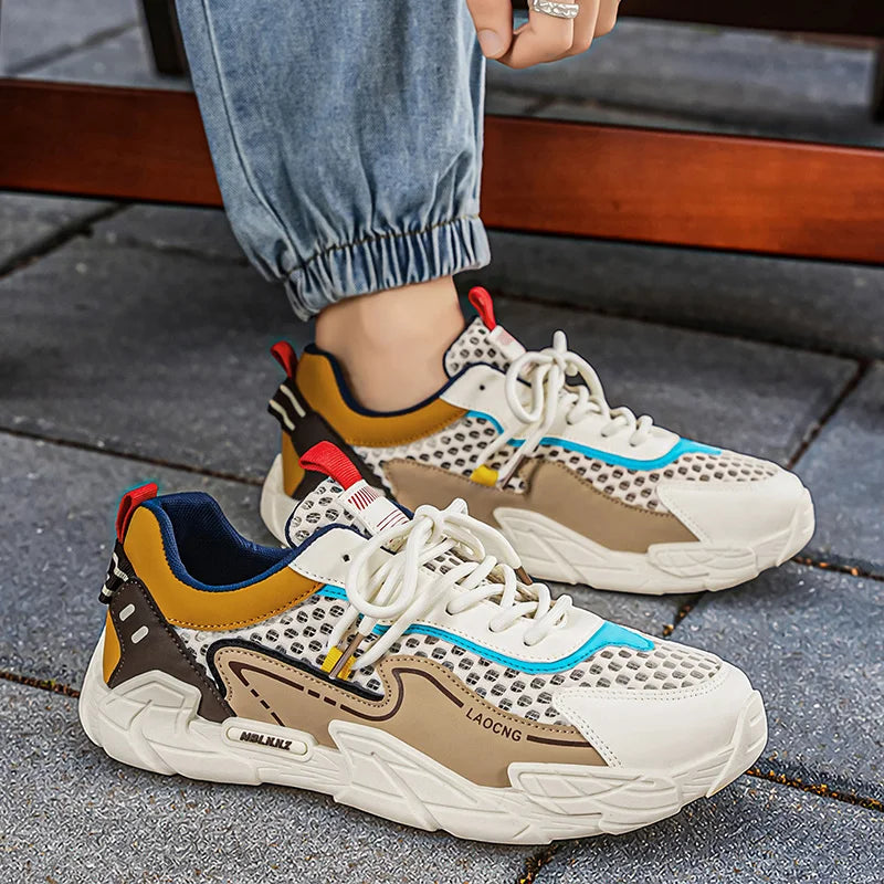 Scarpe sportive da uomo estive in mesh, casual e alla moda, con lacci, per camminare, 2026 nuove sneakers giovani per uso quotidiano e pendolarismo, comode e versatili