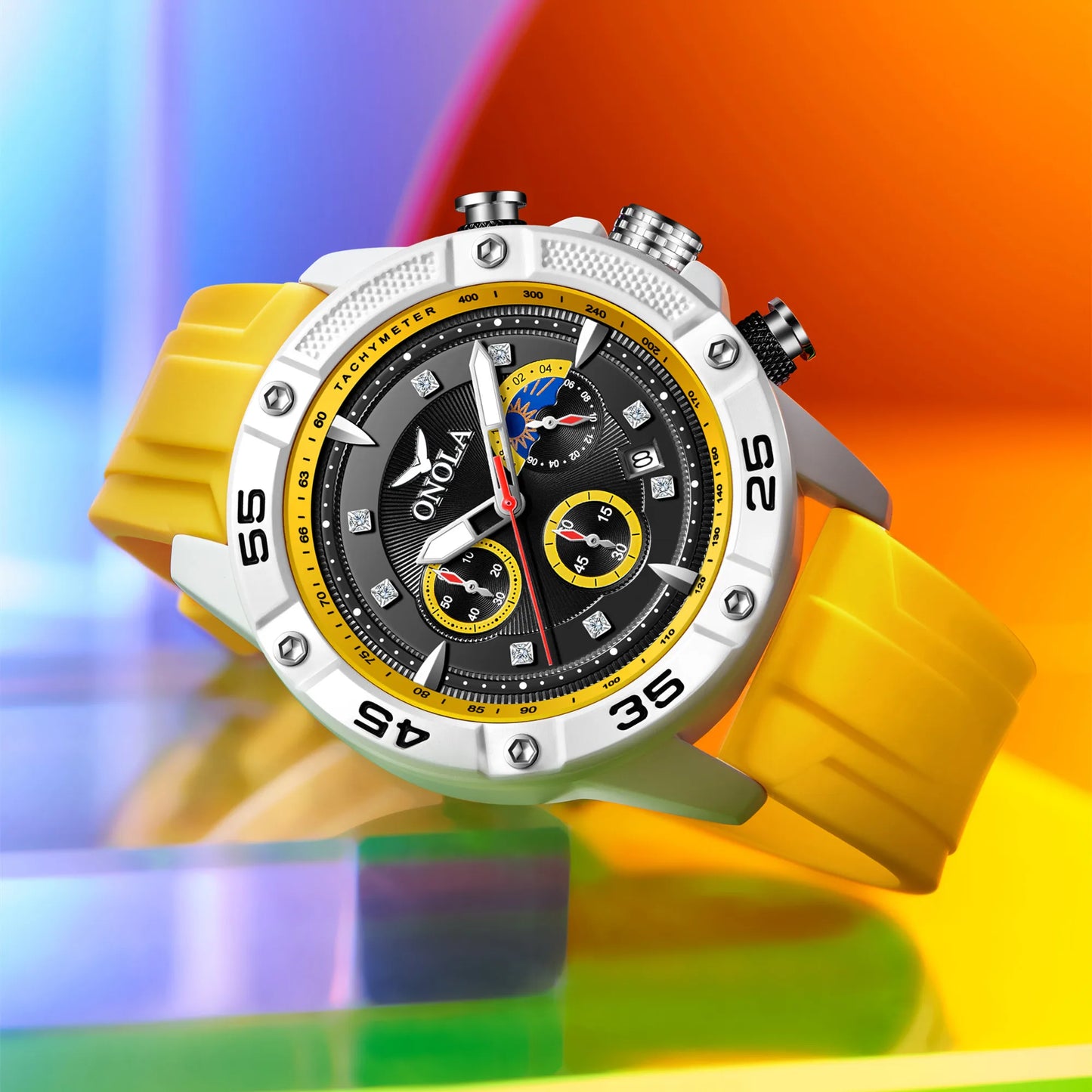 ONOLA New Fashion Casual Men's Watch Multi functional Fluorescent Tape Waterproof Quartz Military Watch Men's Clock High Quality