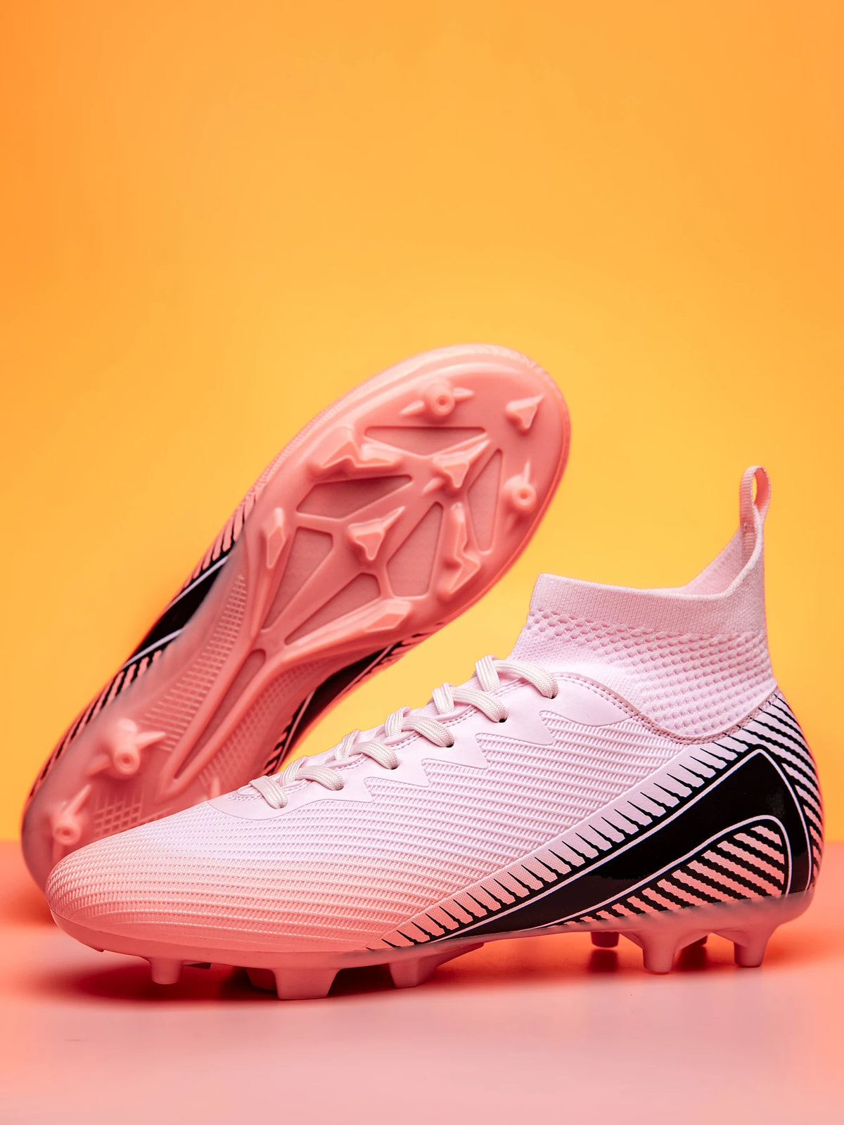 Chaussures de football pour adultes débutants AG FG, tige extensible en PU, coussin en TPU, crampons longs antidérapants, durables, pour entraînement sur gazon, niveau d'entrée