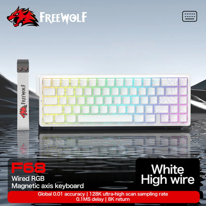 Tastiera a switch magnetici ATTACK SHARK X68HE cablata e FREEWOLF F68 cablata F68Pro wireless per gaming professionale 8K Hz 0.01mm Rapid Trigger