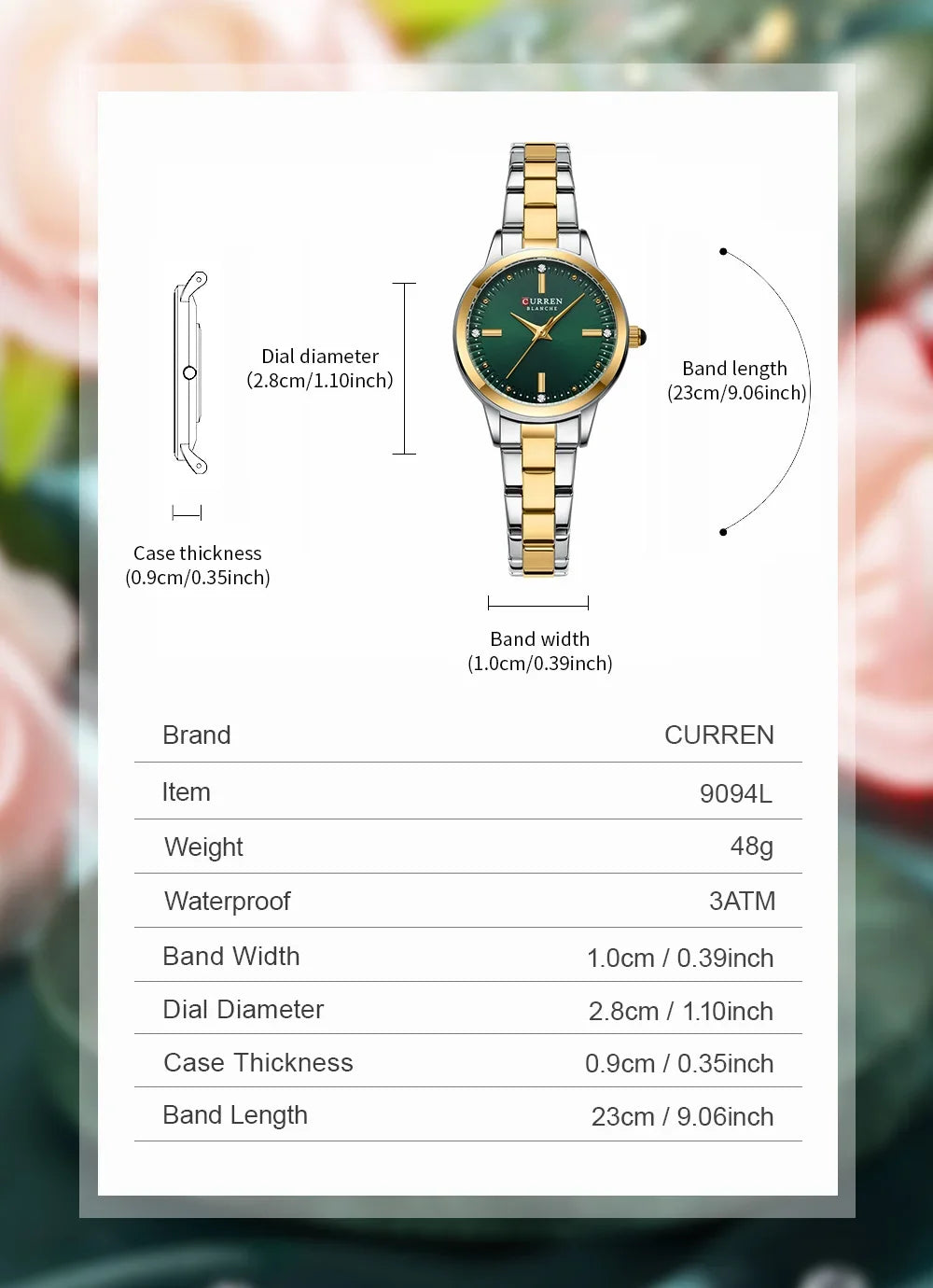 CURREN Women's Watches Fashion Original Quartz Wrist Watch for Ladies Roman Dial Dazzling Diamond Waterproof Luminous Luxury New