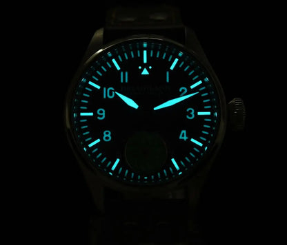 Reloj mecánico para hombre Hruodland 2025 nuevo, Seagull ST3620, piloto retro 43MM, luminiscencia Bgw-9, cristal de zafiro, turbina