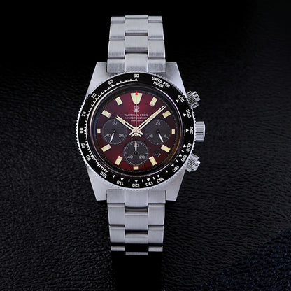 Tactical Frog V2 Solar Chronograph Men's Watch Sapphire Crystal Mirror Ceramic Bezel VS75A Eco-Drive Quartz 20Bar Waterproof Watch