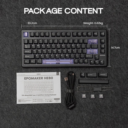 Teclado mecánico magnético EPOMAKER HE80 75% con distribución US QWERTY, hot-swap, gasket creamy, cableado, efecto Hall, DKS SOCD para PC/Mac