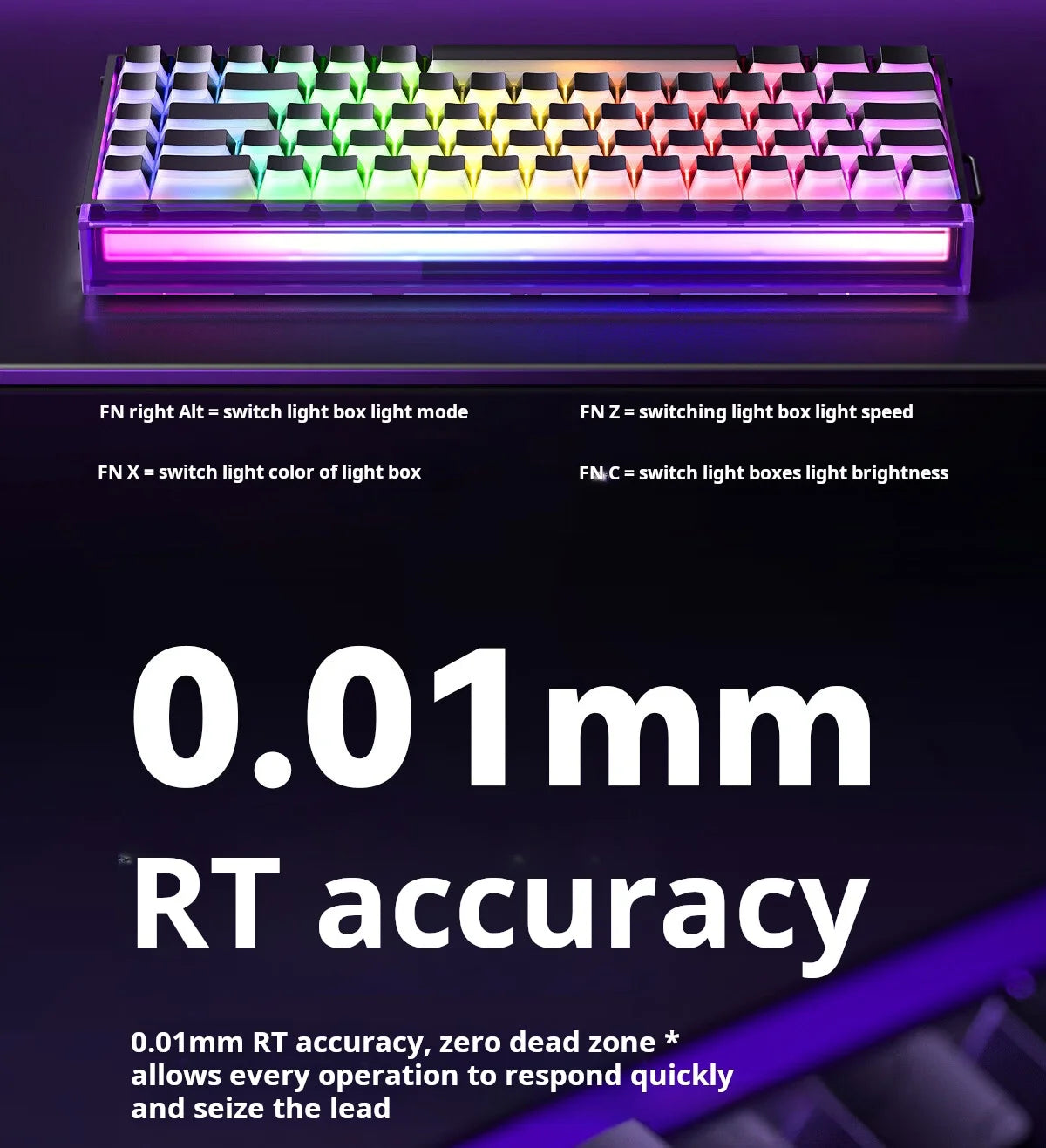 Teclado Mecânico Gaming AULA HERO 68 HE com Eixo Magnético RT, Iluminação RGB com Fio, Taxa de Polling 8K e Gravação Lateral