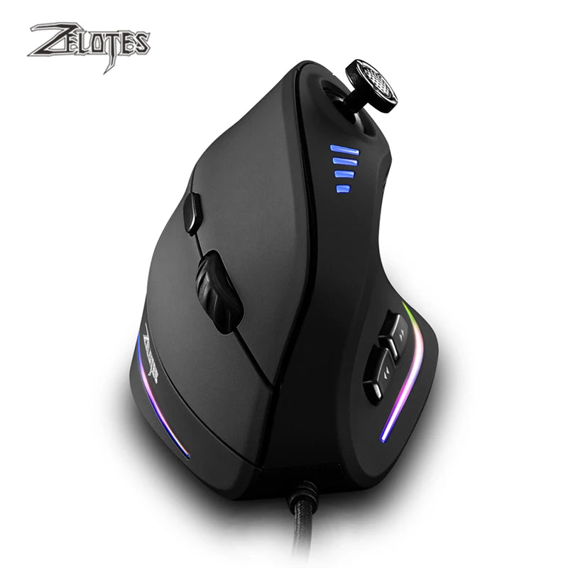 ZELOTES C-18 Vertical Mouse 11 Key Optical Mouse RGB Joysticks Programmable Laser Gaming Mice For PC Computer Gamer