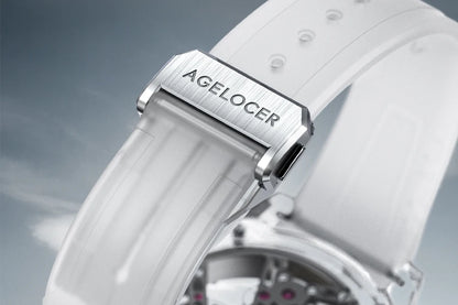 Reloj AGELOCER de edición limitada «Ice Never Melts» con tourbillon de cristal de oscilación libre, reloj mecánico manual de lujo