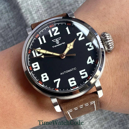 Tandorio 47mm NH35 Diver Men's Automatic Watch CUSN8 Solid Bronze or 316L Steel Case 10ATM Sapphire Crystal Black Dial
