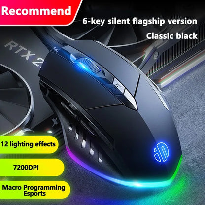 Mouse cablato Inphic W1 Esports Gaming, mouse silenzioso da ufficio, disponibile con tre o sei tasti