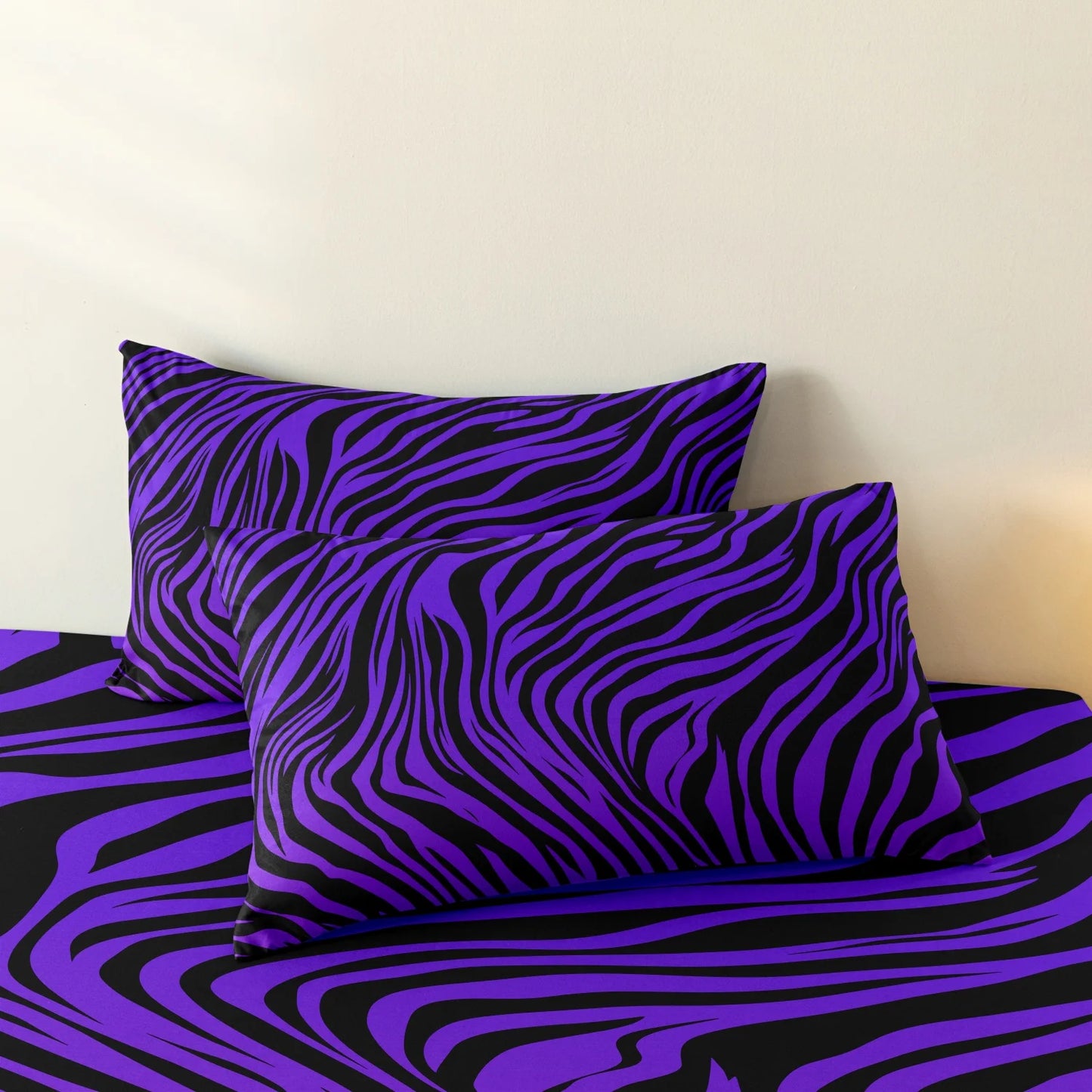 Juego de cama de 3 piezas, estampado de cebra rojo rosa y estampado de leopardo, set de funda nórdica con impresión digital, impresión digital, para uso familiar, hotel y dormitorio
