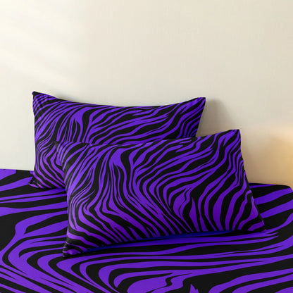 Juego de cama de 3 piezas, estampado de cebra rojo rosa y estampado de leopardo, set de funda nórdica con impresión digital, impresión digital, para uso familiar, hotel y dormitorio