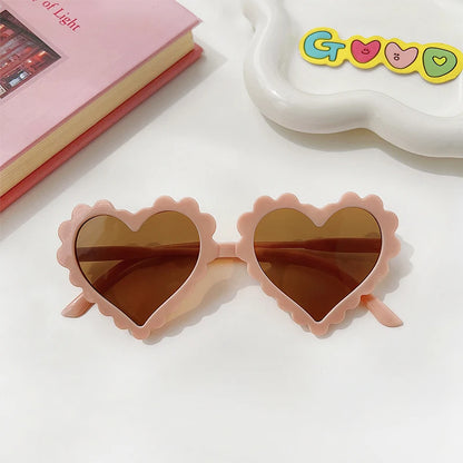 New Kids Cartoon Heart Sunflower Fruit Rabbit Ears Sunglasses Girls Boy Children Outdoor Round Polarized UV400 Sun Glasses