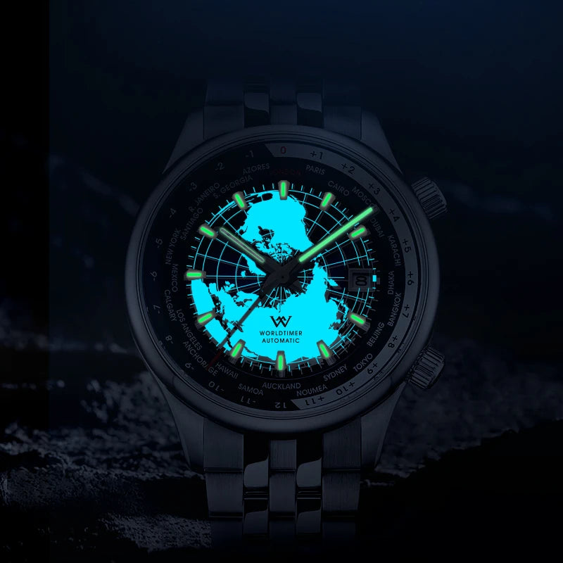 WM Watch Automatic Mechanical Men Watches High Quality Sapphire World Time Original Recognized Brand Welly Merck Watch Man WM057