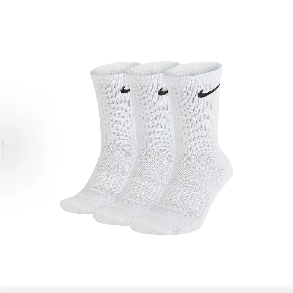 Nike Casual Cushioned Mid-Cut Basketball Socks Unisex Combo Pack White SX7667-100
