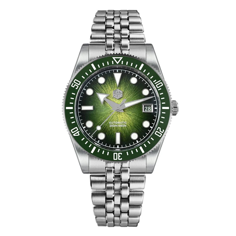Relógio de mergulho masculino San Martin 37.5mm 40mm Miyota 9015 com mostrador esmaltado, relógio de pulso mecânico automático de luxo, resistente à água 200m SN0148