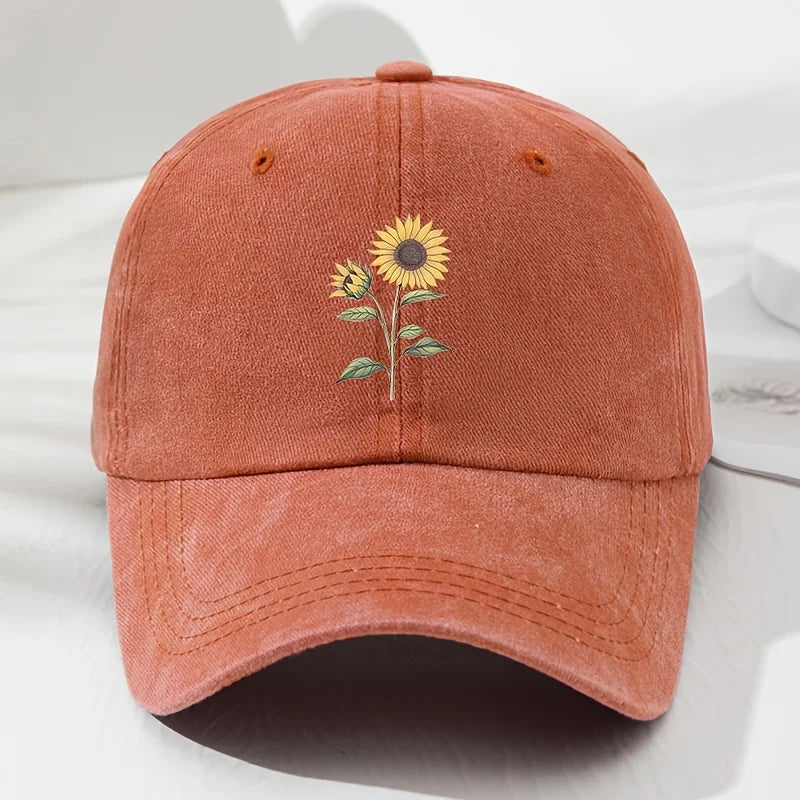 Baseballkasket med retro solsikkemønster (Dad Hat), velegnet til udendørs sport, fiskeri og camping, vandrekasket
