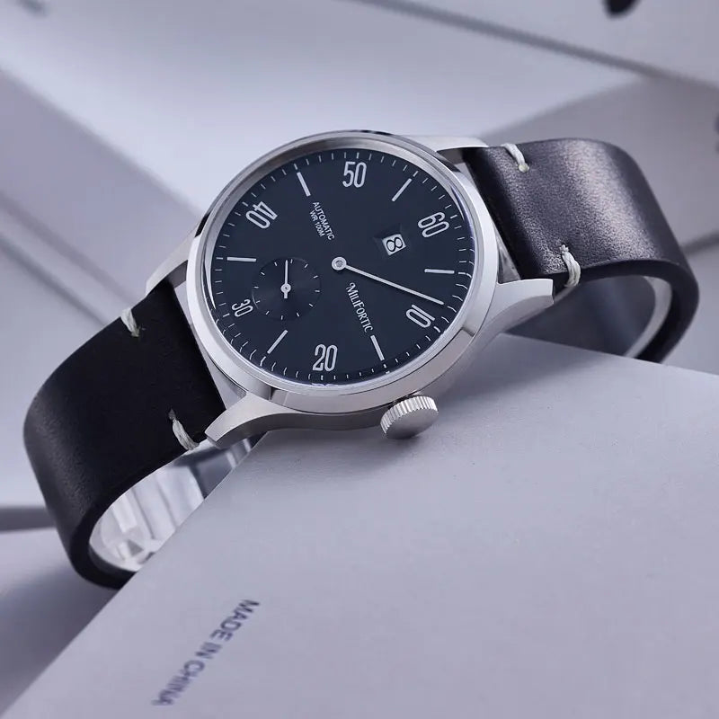 Milifortic 38MM Minimalist Jumping Hour Auto Watch Man R088 Sapphire Crystal 10ATM Vintage Stainless Steel Mechanical Watches