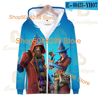 Fortnite Adults Kids Wear Kids Zipper Hoodies Game 3D Print Boys Girls Harajuku Sweatshirt Long Sleeve Tops Teen Clothes