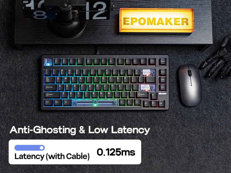 Teclado mecánico magnético EPOMAKER HE80 75% con distribución US QWERTY, hot-swap, gasket creamy, cableado, efecto Hall, DKS SOCD para PC/Mac
