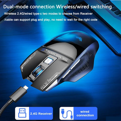 AULA SC550 bezprzewodowa mysz gamingowa dual-mode, ładowalna, podświetlana mechaniczna mysz gamingowa do komputera stacjonarnego/laptopa, mysz USB do e-sportu