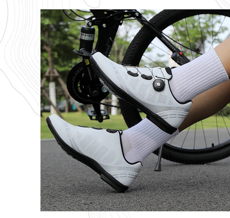 Zapatillas de ciclismo para hombre y mujer, para bicicletas de carretera, competición y carrera, con sistema automático de bloqueo, zapatillas deportivas de ciclismo de velocidad compatibles con calas SPD