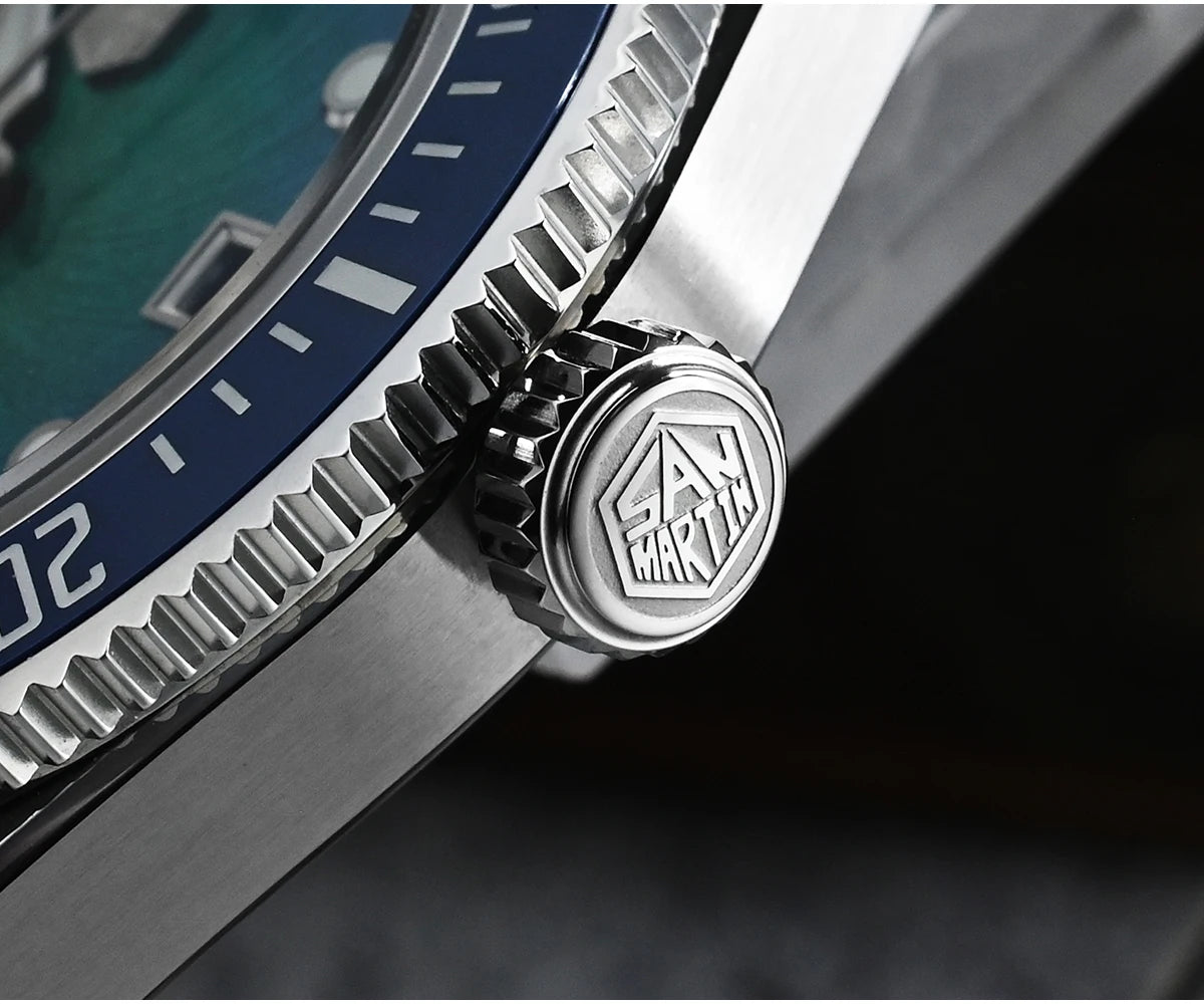 San Martin 37.5mm 40mm Enamel Spiral Vortex Dial Men Luxury Diver Watch Miyota 9015 Automatic Mechanical Waterproof 200m SN0148