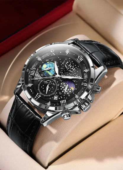 New LIGE Watches Mens Top Brand Luxury Casual Leather Quartz Men's Watch Business Clock Male Sports Waterproof Date Chronograph