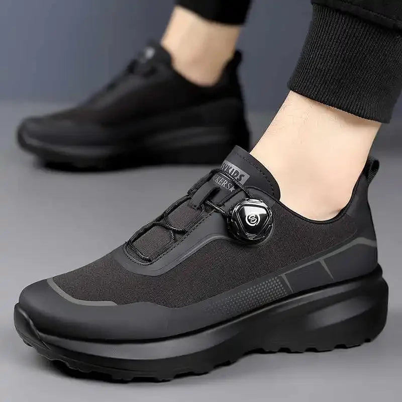 Camping Men's Running Sports Shoes with A Lightweight Comfortable and Versatile Knob Mouth Solid Color Mountaineering Sneakers