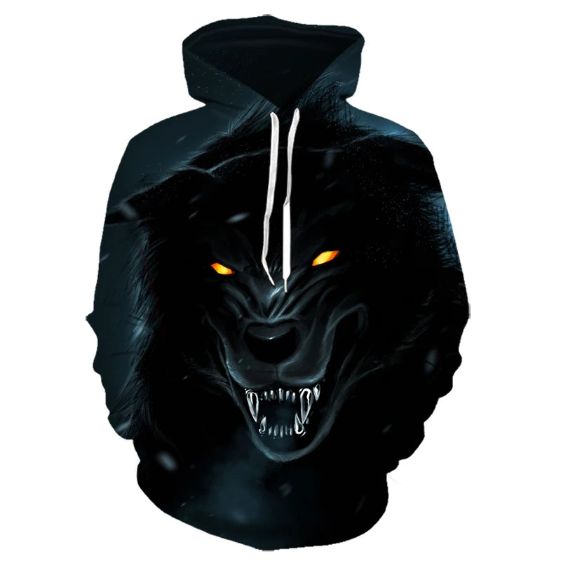 Felpe con cappuccio oversize 3D Animal Wolf da uomo e donna, moda casual, pullover hip hop Harajuku streetwear