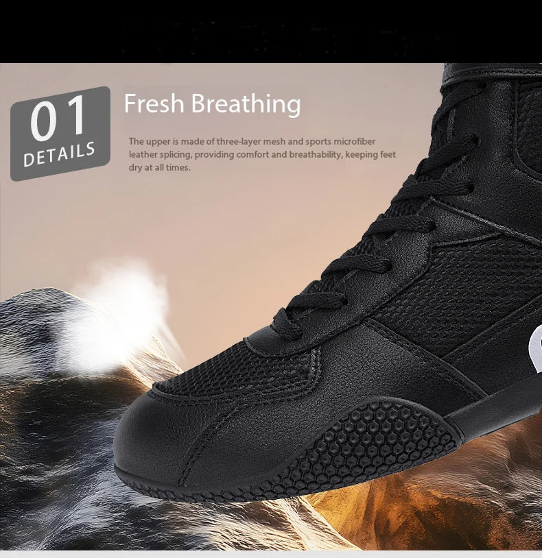 Nuove scarpe da wrestling da uomo, taglia grande, in mesh traspirante, scarpe da boxe antiscivolo, resistenti all’usura, sneaker casual alla moda per sport ad alta intensità
