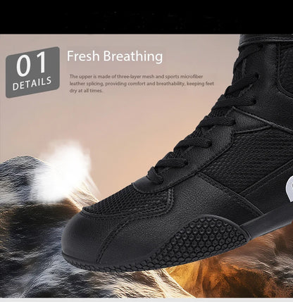 Nuove scarpe da wrestling da uomo, taglia grande, in mesh traspirante, scarpe da boxe antiscivolo, resistenti all’usura, sneaker casual alla moda per sport ad alta intensità
